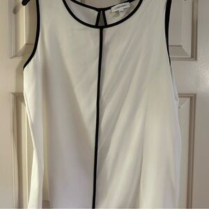 Calvin Klein Ivory Top with Black Accents